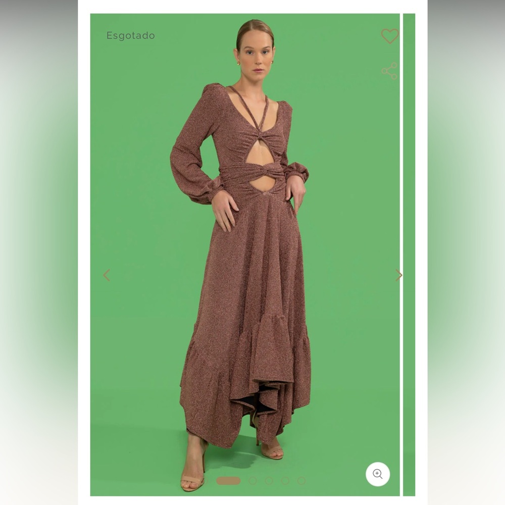 PATBO Lurex Cut Out Brown Maxi Dress - Picture 11 of 15
